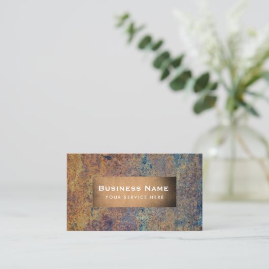 建築ヴィンテージモノグラムラスティ金属事業 名刺 (スタンド正面)