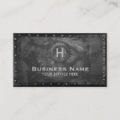 建築ヴィンテージモノグラムラスティ黒金属 名刺 (正面)