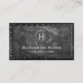 建築ヴィンテージモノグラムラスティ黒金属 名刺 (正面)