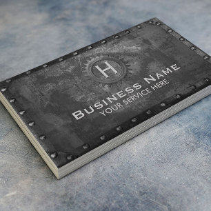 建築ヴィンテージモノグラムラスティ黒金属 名刺