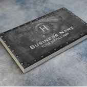 建築ヴィンテージモノグラムラスティ黒金属 名刺