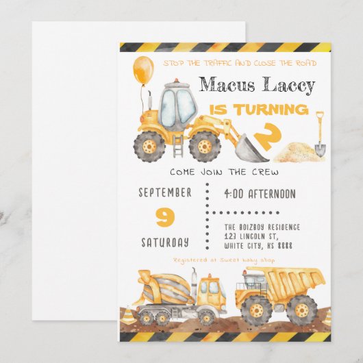 建築付き誕生日 招待状 (正面/裏面)