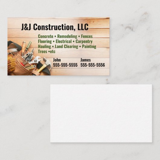 建築会社のツールベルト名刺 名刺 (正面/裏面)