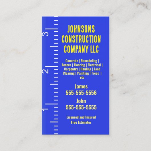 建築会社の測定テープ名刺 名刺 (正面)