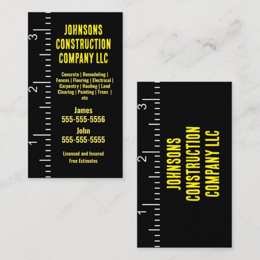 建築会社の測定テープ名刺 名刺 (正面/裏面)