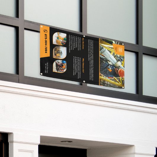 建築会社カスタムバナー 横断幕 (ビルの外側)