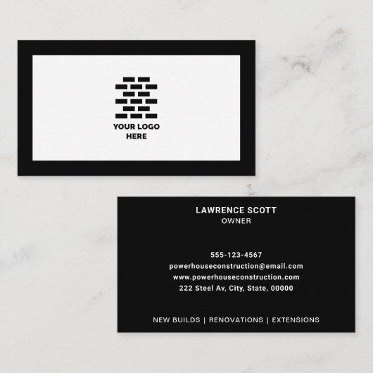 建築会社ロゴを黒に追加 名刺 (正面/裏面)