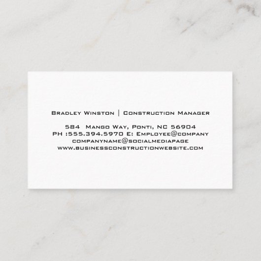 建築会社ロゴ | 鋼の背景 名刺 (裏面)