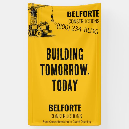 建築会社 | イエロークレーン工業 横断幕 (縦)