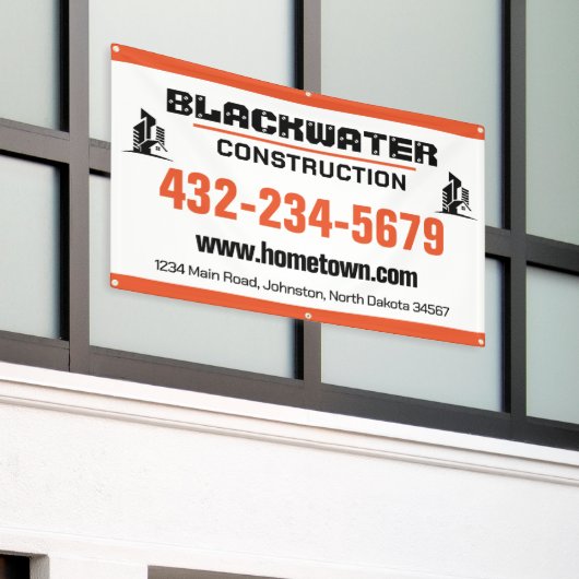 建築会社 横断幕 (ビルの外側)