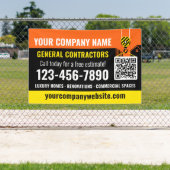 建築会社QRコードオレンジ色のプロモーション 横断幕 (インサイチュ)