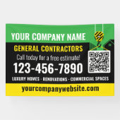 建築会社QRコードグリーン販促 横断幕 (横)