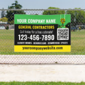 建築会社QRコードグリーン販促 横断幕 (インサイチュ)