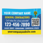 建築会社QRコード海軍ブループロモーション 横断幕 (横)