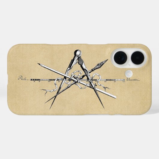 建築伝統的製図ツール Case-Mate iPhoneケース (裏面 (横))