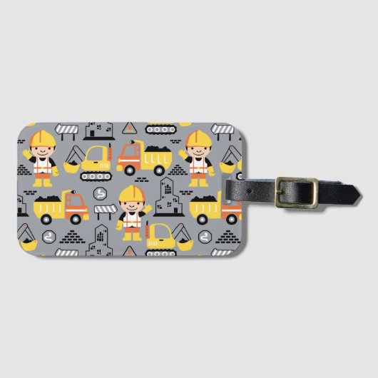 建築作業者のティッパトラック掘りパターン ラゲッジタグ (正面横)