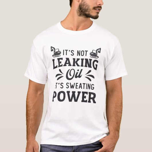 建築作業者の掘削機漏れのない油 Tシャツ (正面)