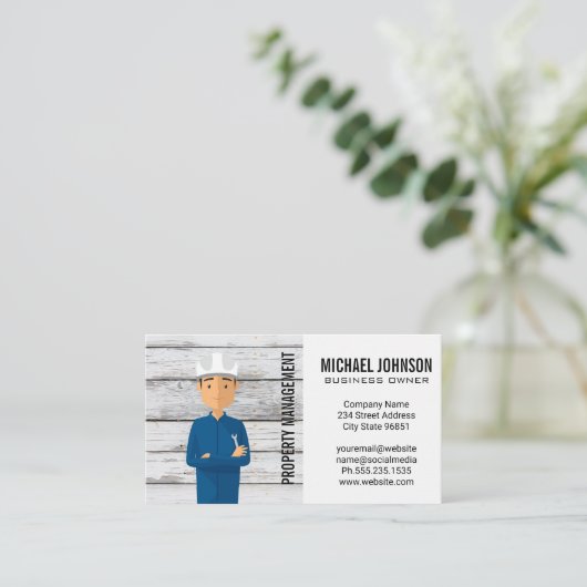 建築作業者 |木材 名刺 (スタンド正面)