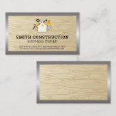 建築作業者 |木目バックグラウンド 名刺 (正面/裏面)