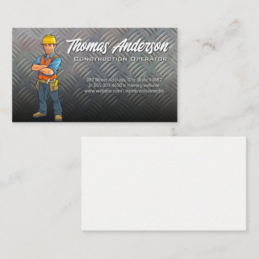 建築作業者 |鋼の背景 名刺 (正面/裏面)