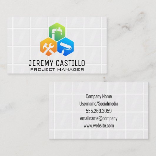 建築修復アイコン |浴室タイル 名刺 (正面/裏面)