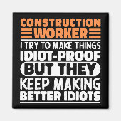 建築労働者が物を作ろうとするおもしろい マグネット (正面)