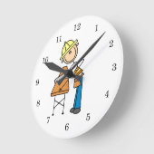 建築労働者の木材の刈り取り ラウンド壁時計 (傾斜)