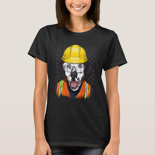 建築労働者ダルマチア労働者ペットが発見 Tシャツ (正面)