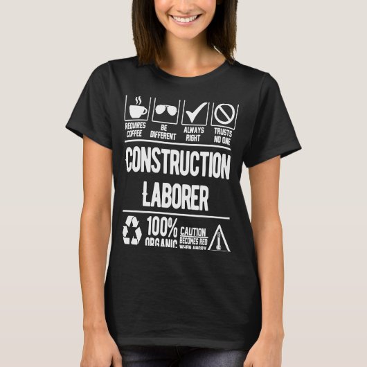 建築労務者役職引用文共同作業者役職 Tシャツ (正面)