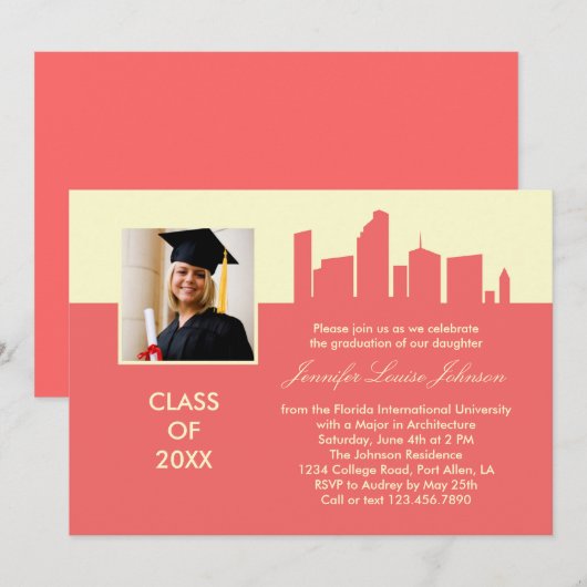 建築卒業写真招待状 招待状 (正面/裏面)