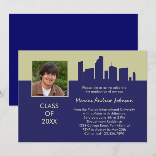 建築卒業招待状 招待状 (正面/裏面)