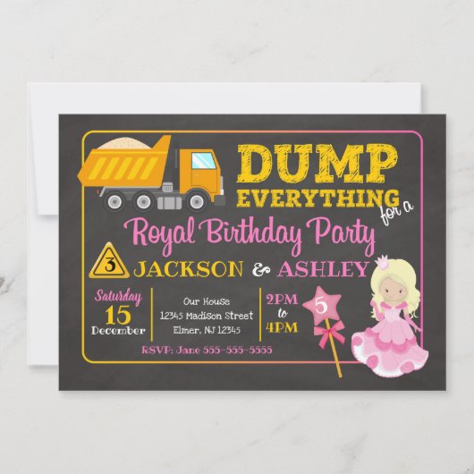 建築及びプリンセスの共同誕生日の招待状 招待状 (正面)