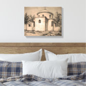 建築古代の正教会の廃墟スケッチ キャンバスプリント (インサイチュ (寝室))