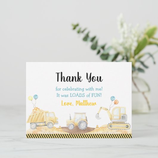 建築台車のおもしろい誕生日 サンキューカード (スタンド正面)