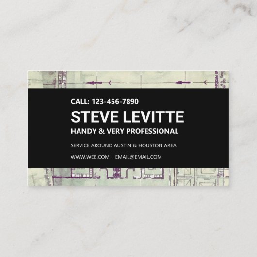 建築名刺 – 青写真（黒） 名刺 (裏面)