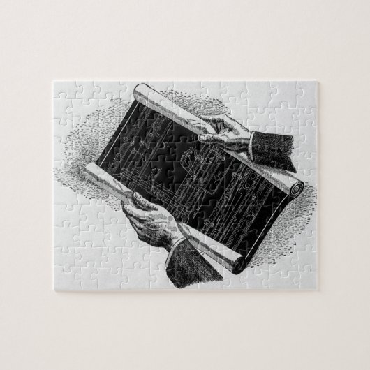 建築図面を持つ手、ヴィンテージ ビジネス ジグソーパズル (横)