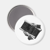 建築図面を持つ手、ヴィンテージ ビジネス マグネット (正面/裏面)