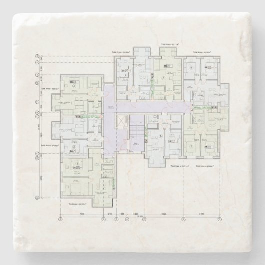 建築図面ストーン コースター (正面)