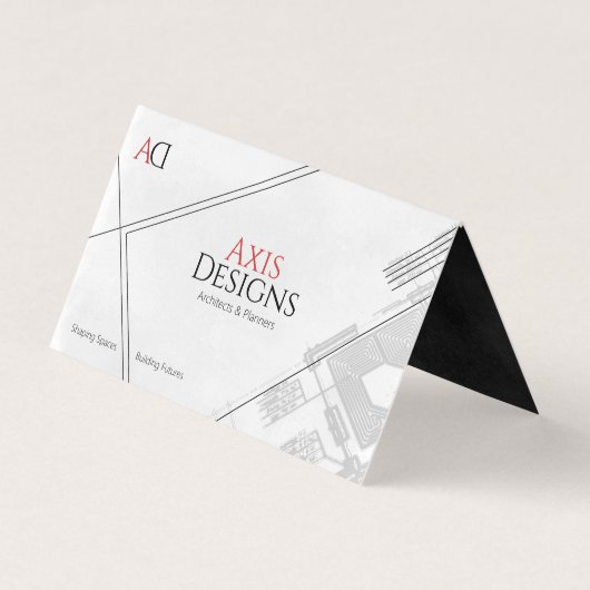 建築図面風アート 白地に黒の内側のデザイン 名刺 (正面)