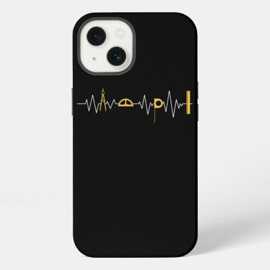 建築士 建築 道具 ハートビート 脈動 iPhoneケース (裏面)