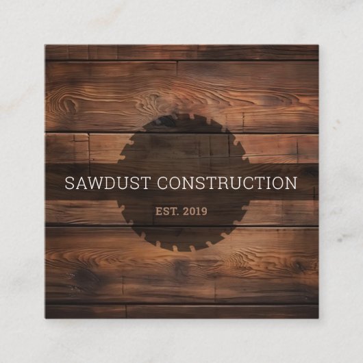 建築大工の木造の暗い素朴な木材 スクエア名刺 (正面)