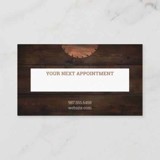 建築大工の木造の暗い素朴な木材 予約カード (裏面)
