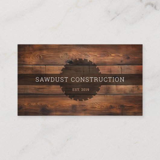 建築大工の木造の暗い素朴な木材 予約カード (正面)