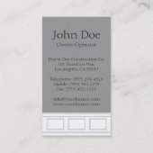 建築大工のWainscottingの鋳造物 名刺 (裏面)