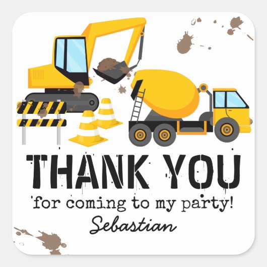 建築子供の誕生日パーティーありがとう スクエアシール (正面)