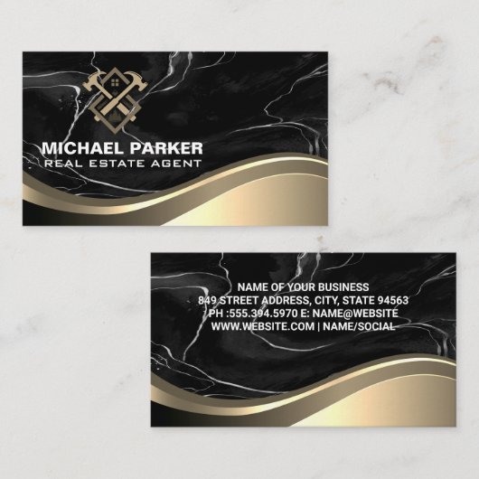 建築実在不動産 | マーブルメタルビジネスC 名刺 (正面/裏面)