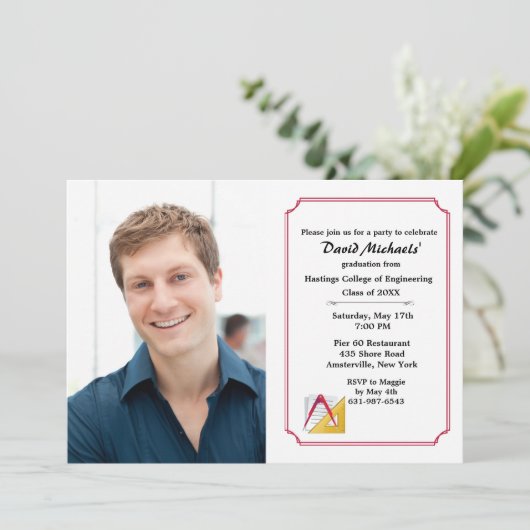 建築家とエンジニアリング写真卒業招待状 招待状 (スタンド正面)