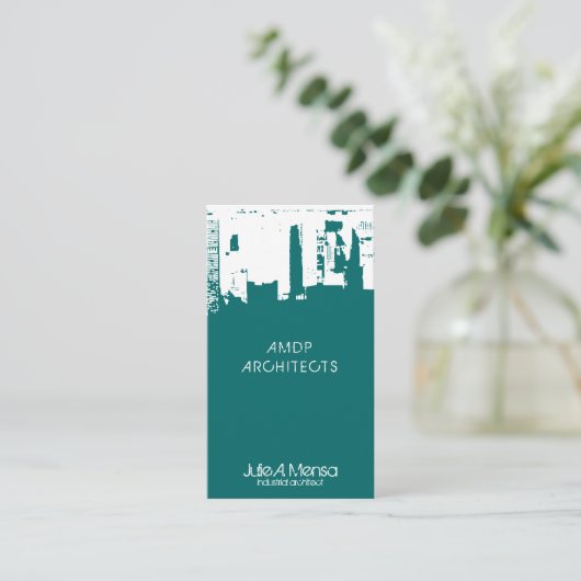 建築家の上部の都心のスカイライン 名刺 (スタンド正面)