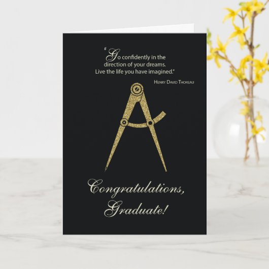 建築家の大学おめでとうブラック カード (黄色い花)