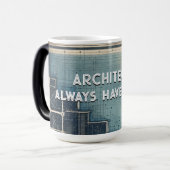 建築家は常に計画を持っている、建築家のためのギフト モーフィングマグカップ (正面左)